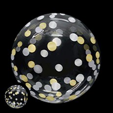 제오오스토어 버블풍선 컨페티 45cm 골드실버 사진소품 돌잔치풍선 장식용풍선 파티꾸미기