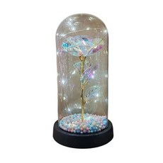 永生花玻璃罩玫瑰花 聖誕節情人節禮物, 彩金色