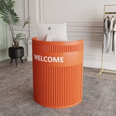 원형 카운터 템바보드 철제 비조립 계산대, 주황색