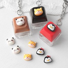 비즈아이 [6424-15]아크릴 키캡파츠 탑꾸재료 판다 팬더 시바견 펭귄 동물 3종 1개