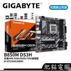 GIGABYTE 技嘉 B850M DS3H DDR5 AMD Ryzen AM5腳位 M-ATX 主機板, 1個