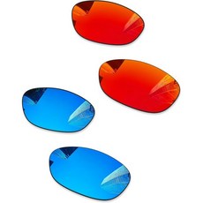 오클리 몬스터 독 선글라스 표준용 편광 교체 렌즈 2776853, 2 쌍, 불꽃 빨강 + 얼음 파랑