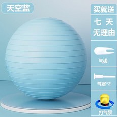 優選 防爆瑜伽球300公斤承重加厚健身球瘦腿卷腹 副廠產品, 磨砂款天空藍 升級加厚防爆 ,75CM 氣泵 + 氣塞 + 氣拔