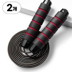 서린핏 꼬임방지 피트니스 와이어 중량조절 로프 줄넘기, 2개, 블랙/레드