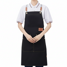 앞트임 방수 주방 앞치마 다용도미술 작업용 카페 바리스타 유니폼, 1개, 색상_블랙