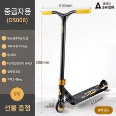 스턴트스쿠터 레인보우 두발 킥보드 360 스턴트 묘기 전문가용 익스트림, DS008 블랙 골드, 1개