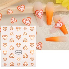 클래식네일 더블라인하트 네일스티커 젤네일아트재료, 1개, 오렌지(296)