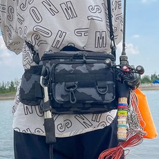 KAIROS OUTDOOR루어가방 다용도 낚시 보조가방 숄더백 크로스백 힙색 멀티가방, 그린 커피 카모