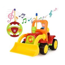 兒童燈光音樂卡通遙控工程車 玩具, 紅色, 1個
