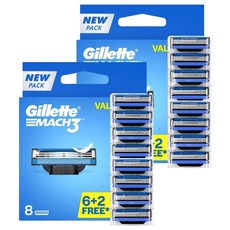 질레트 매치 3 레이저 블레이드 면도기날, 2개, 8개입