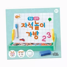 선물 유아 한글 숫자 자석놀이판 가방 휴대용 학습교구 화이트보드 마카펜세트, 화이트, 1개