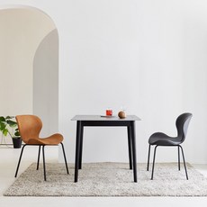 리비니아 SCAN 포세린 세라믹 식탁세트 2인, 그레이상판+블랙프레임, 그레이상판+블랙프레임, 카멜의자+그레이의자