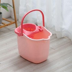 無品牌 加厚帶輪拖把桶 家用手動擠水桶, 1個, (常規款)北歐粉