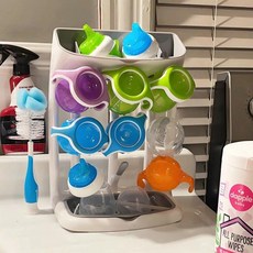 아기 젖병 건조대 공간 절약형 카운터탑 홀더 분리형 트레이 정리 및 건조