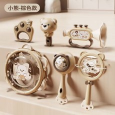 寶寶手拍鼓 鈴鼓 音樂玩具 撥浪鼓 嬰幼兒益智早教啟蒙玩具, 1個, 呆萌棕熊-隨機單只裝