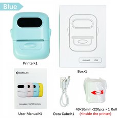 휴대용 미니 프린터 포토라벨기 Marklife P50 라벨 지원 12-50mm 자체 접착 열전사 블루투스 스티커 인쇄 기계, Blue Standard Set, Blue Standard Set