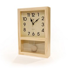 모노 원목 인테리어 사각 벽시계, 내추럴