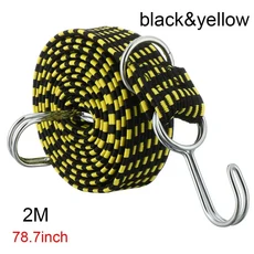 다용도 짐 고정 벨트 수하물 로프 견인 트레일러 체인 스트랩 버클 탄성 고무 코드 후크 자전거 타이 루프 랙 밴드 자동차 액세서리, 8) black yellow-2M, 1개