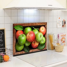 복을 부르는 사과상자 인테리어 탐나 주방아트보드 가스렌지 인덕션 가림막 기름튐방지, 1개
