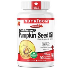 캐나다 NUTRIDOM 뉴트리돔 냉압착 호박씨 오일 1000mg 베지캡슐, 4개, 90정