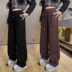 賣場優選童裝 女童長褲 女童春秋休閒褲2025新款兒童大童寬鬆窄版直筒闊腿衛褲初中生洋氣