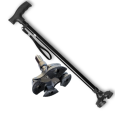 번쩍번쩍몰 네발 초경량 지팡이, 1개, 블랙