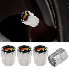 금속 자동차 타이어 밸브 스템 캡 4개 알루미늄 합금 부식 방지 휠 커버 O 고무 링 포함 트럭 오토바이용 범용 방진 에어 (실버/레드) 354463, 실버/레드