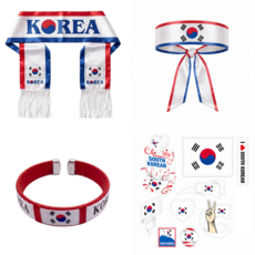 Miri&Ju 월드컵 대한민국 응원도구 패키지 축구 직관 응원 머플러 머리띠 타투스티커 팔찌, 1개, 혼합색상
