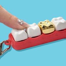 이빨 키캡 키링 키보드키링 클릭커, 1개, 4구 (흰니4개 +금니1개) 이빨 키캡톡