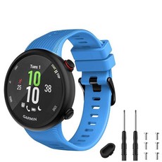 TopPerfekt Band Compatible with Garmin Forerunner 45s Sport Silicone Wristband Arm Replacement Br, Sky blue (Black buckle)