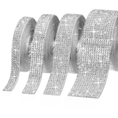 車用裝飾水鑽貼條 臺灣發貨 車身劃痕遮蓋 水晶鑽石自黏裝飾貼, 1個, 白色,5排1公分寬    1米長