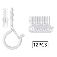 클라이트 천장 고정 후크 걸이 스크류 12개 다용도 후크 벽 천장 고리 나사, 1세트, 화이트