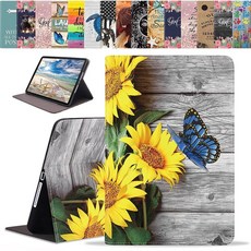 ERWYTYIOI 아이패드 (A16) 11세대 11인치 2025 아이패드 10세대 10.9인치 2022용 케이스 슬림 PU 가죽 폴리오 커버 스탠드 및 자동 웨이크/슬립, 해바라기 나비