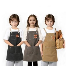 캔버스 데님 앞치마 키즈 어린이집 유치원 초등학생 미술 요리 체험학습, 다크그레이