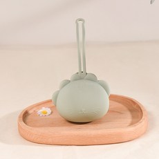 奶嘴儲存包 奶嘴收納 可擕式掛繩矽膠奶嘴收納袋 寶寶牙膠玩具收納, 灰綠色獅子收納盒, 1個