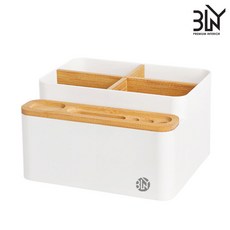 BLNY 비엘와이 원목 다용도 보관함 BM-SR265 데스크 소품 멀티 정리함, 1개, 화이트