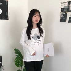 Twenty 韓妞新歡--親膚畫畫狗微厚厚竹節棉上衣 2501248