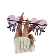 세련된 하트 모양 물방울 모양 안경 가볍고 큐빅 장식이 있는 선글라스