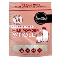 Healthier Comforts Lactose Free Whole Milk Powder | Non-GMO rBST Hormone Free Kosher Gluten Fr, 전체, 7온스(1팩), 1개, 198g
