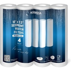 로나콰 20 마이크론 침전물 정수 필터 카트리지 10x2.5 NSF 인증 10인치 RO 유닛 및 전체 하우스 시스템용 4층 여과 컬리건 P5 AP110 WHKF-GD05 4팩과