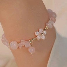 순잠 행운의 벚꽃 팔찌 핑크 원석 팔찌