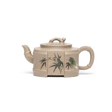 原礦白段四方手製經典紫砂茶壺, 1個, 1L, 白段泥:如圖所示