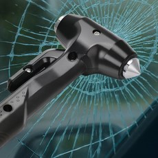 자동차 비상 탈출 망치 차량용 유리창 파쇄기 벨트커터, 블랙, 1개