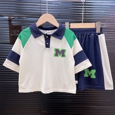 HONE BABY 兒童休閒套裝 華夫格短袖短褲兩件式