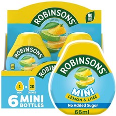 미니 무설탕 저칼로리 레몬과 라임 66ml 6개팩 Robinsons