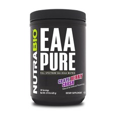 NutraBio EAA Pure – 9가지 아미노산 – 근육 회복 및 회복 30회분 포도 베리 크러시 - 운동 전 또는 후 - 하루 종일 회복, 1개