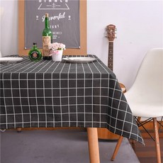 가정용 린넨 코튼 격자 무늬 줄무늬 식탁보 주방 장식 직사각형 커피 요리 파티 테이블 커버, 07 black plaid