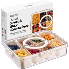 스낵 박스 용기 식기세척기 안전 과일 보관 채소 뚜껑이 있는 분할 서빙 트레이 사탕 및 견과류 정리함 용 샤큐테리 성인 여행 파티 피크닉, 1 Pack