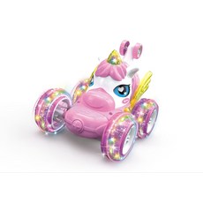 獨角獸遙控翻斗車360度特技翻滾車燈光音樂男孩女孩玩具, 1個, 粉色:1