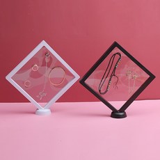 5P+5P 플로팅 주얼리 보관 케이스 투명 액자 악세서리 디스플레이, 1세트, 블랙+연보라